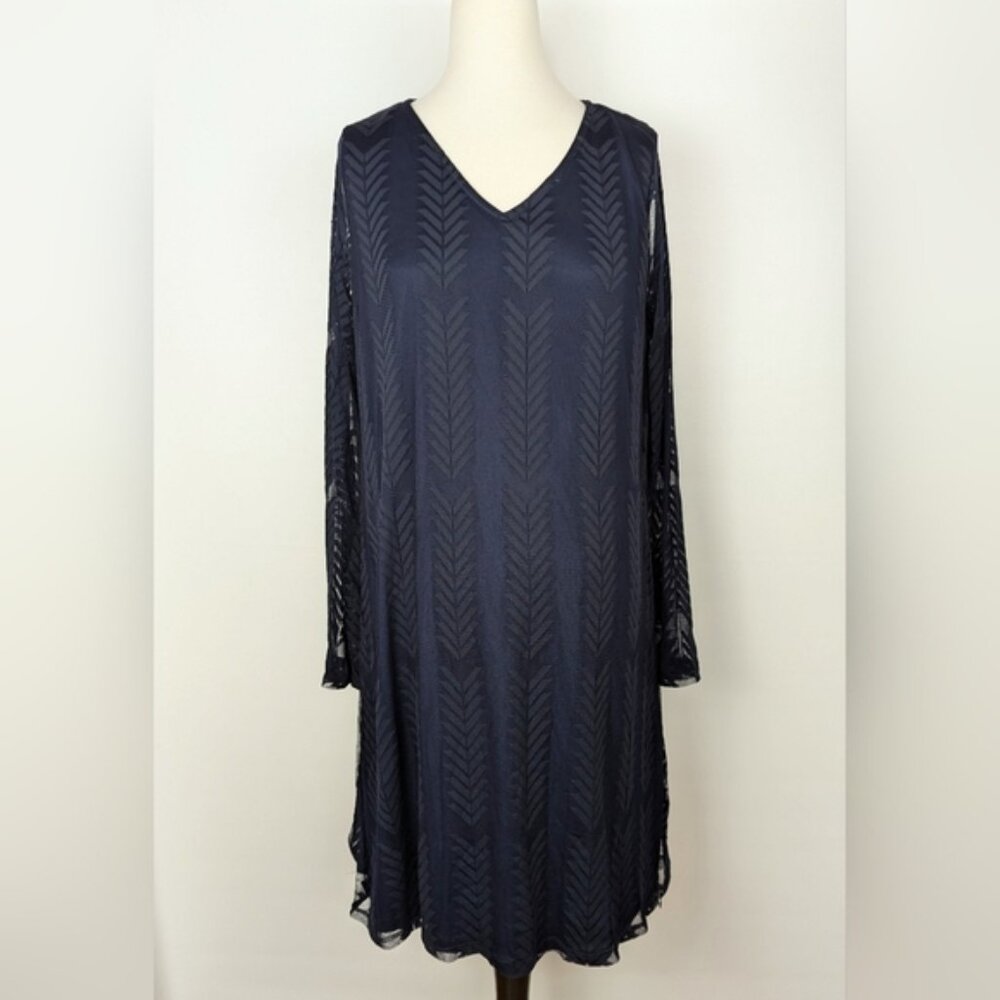 Pink Blush Formal Maternity Dress Size Large, With Sheer Overlay In Navy BNWT